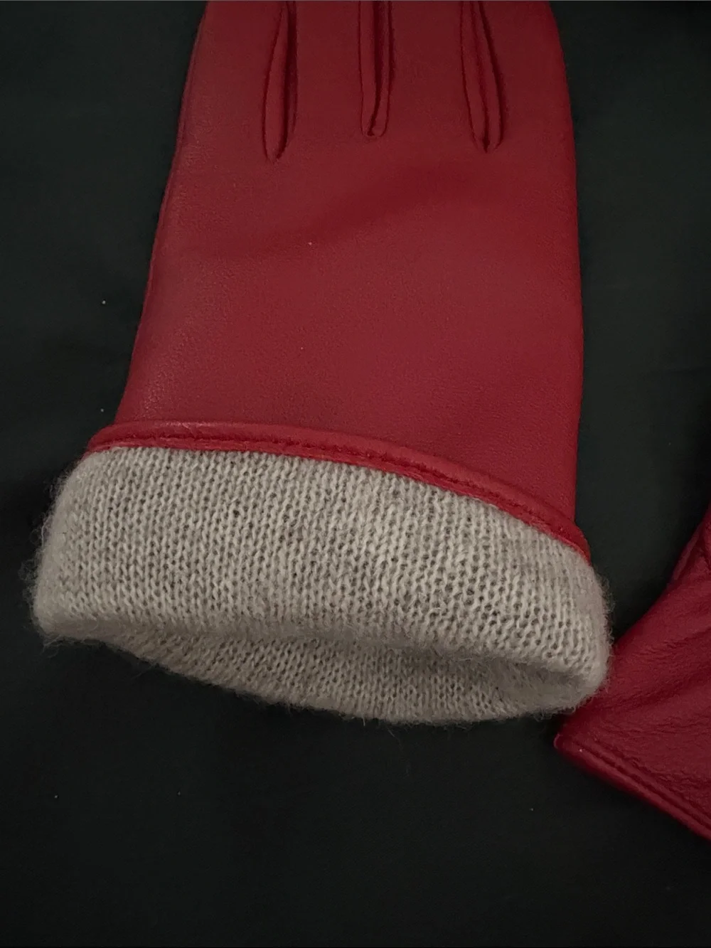 Women's Red Leather Gloves